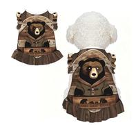 Rustic Lodge Bear Ruffle Dog Dress Frilly Sleeveless Breathable Summer Party for Small Dogs Cats M