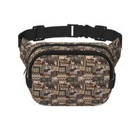 Rustic Lodge Bear Square Double Layer Waist Bag Belt - Unisex Everywhere Fanny Pack Purse for Running, Travel, Hiking, Fitness, Black, One Size