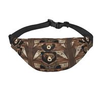 Rustic Lodge Bear Travel crossbody waist bag, suitable for sports, running, cycling, traveling, fishing boys large waist bag,