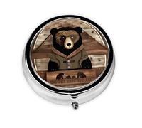 Rustic Lodge Beara Small Three-Compartment Medicine Box That Can Be Placed in Your Pocket Or Purse and Can Store Vitamins.