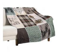 Rustic Lodge Throw Blanket,Retro Bear Deer Country Farmhouse Buffalo Plaid Soft Plush Warm Cozy Flannel Chair Sofa Couch Picnic Travel Office Bedding Blankets, 60x80 in