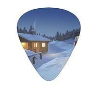 Rustic Log Cottage Scenery Printed Guitar Picks 12 Pack Picks Sampler With Storage Box For Guitar Bass Ukulele 0.46mm