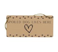 Rustic Love Hearts Plywood Hanging Sign: Spoiled Dog Lives Here - Perfect For Dog Lover's, or Dog Bed Décor