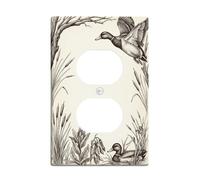 Rustic Mallard Duck Wildlife Art Ink Sketch Duplex Outlet Covers Plate