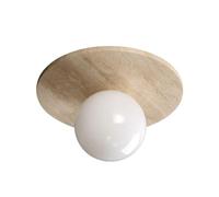Rustic Marble Semi-Recessed Ceiling Light Fixture - Retro Wood LED Pendant Lamp for Hallway Entryway Balcony Stairs & Loft - Elegant Lighting for Home & Restaurant