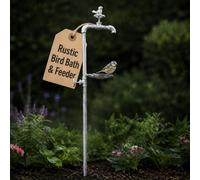 Garden Mile Metal Bird Bath & Feeder - 92cm Freestanding Leaf-Shaped Bird Water Bowl & Seed Tray - Weatherproof Decorative Garden Ornament for Wild Birds and Wildlife