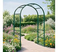 Rustic Metal Garden Arch for Climbing Plants, Durable Rust-Resistant Rose Trellis, Perfect for Weddings & Ceremonies, 80-350cm (Green, W140 x H230cm)