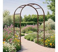 Rustic Metal Garden Arch Trellis for Climbing Plants, Durable & Rustproof, Perfect for Weddings & Ceremonies, Sizes from 80cm to 350cm (Brown, W240 x H220cm)