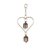 Rustic Metal Heart Bell Wind Chime - Heart-Shaped Decorative Bell with Antique Brass Finish - Hanging Indoor Outdoor Farmhouse Decor - Valentine's Gift or Garden Accent 8.5 x 3.75 Inch