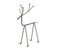Rustic Metal Reindeer Sculpture On Stand For Seasonal Decor