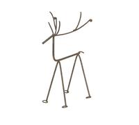 Rustic Metal Reindeer Sculpture On Stand - Woodland Decor Accent