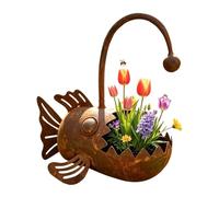Rustic Metal Sculpture Planter | Rustproof Funny Fish Decoration | Metal Yard Art Planter | for Balcony Courtyard Garden Lawn Patio Flower Bed Porch, Flowers Cacti