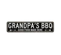 Rustic Metal Sign Grandpa's BBQ Good Food Made Here Home Decor Garage Signs for Patio Laundry Garage Men Dad Grandpa Grandad Art Poster Gift for Kitchen 4x18 Inch