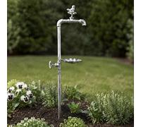 Rustic Metal Tap Bird Bath & Feeder With Ground Spike, 92Cm