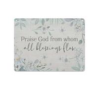 Rustic Metal Tin Sign Christian Wall Decor Poster Wall Art Praise God from Whom All Blessings Flow Christian Posters for Home Living Room Bedroom Office Decor 12x16 Inch