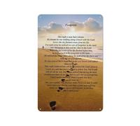Rustic Metal Tin Sign Footprints In The Sand Wall Art, Religious Poem Prints For Christian Home Decor, Motivational Religious Artwork, Inspirational Quotes Wall Art Decor For Living Room 8x12 Inch