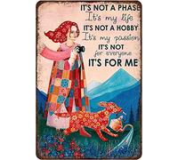 Rustic Metal Tin Sign Girl Flower Dog and Garden ItsA Phase Its My Life ItsA Hobby Its My Passion Itsfor Everyone Its for Me Vintage Garden Yard Wall Decor 8x12 Inch