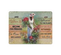 Rustic Metal Tin Sign Girl Loves Garden Gardening Flowers Novelty Home Wall Sign Plaque Parlor Kitchen Garden Bedroom Living Room Courtyard Wall Decor 8x12 Inch