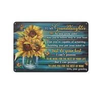 Rustic Metal Tin Sign Grandma To Granddaughter, Watercolor Sunflower, Butterfly, Just Do Your Best Family Landscape Prints, Wall Art for Home Kitchen Parlor Wall Decor 8x12 Inch