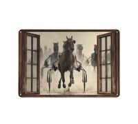 Rustic Metal Tin Sign Harness Racing Window Poster, Horse Lovers, Aniversary Gift, Gift For Parent, Country Wall Art for Home Bedroom Living Room Wall Decor 8x12 Inch