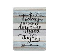 Rustic Metal Tin Sign Home Today Is A Good Day To Have A Good Day Inspirational Quotes Wall Art, Rustic Farmhouse Motivational Saying Print Painting Artwork Home Bathroom Room Office Decor 12x16 Inch