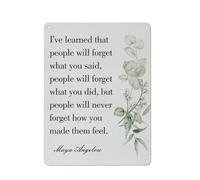 Rustic Metal Tin Sign Maya Angelou I've Learned Quote Wall Art Inspirational Decor Motivational People Will Never Forget Poster Picture Artwork, Painting Gift for Gallery Dorm Home Decor 8x12 Inch