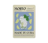 Rustic Metal Tin Sign, Mojito Cocktail Print, Retro Drink Art for Kitchen Parlor Wall Decor 12x8 Inch