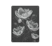 Rustic Metal Tin Sign Queen Anne's Lace Flowers Dark Vertical Art Print Home Decor Pictures Poster for Bedroom Living Room Bathroom Office with 12x16 Inch