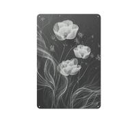 Rustic Metal Tin Sign Queen Anne's Lace Flowers Dark Vertical Art Print Home Decor Pictures Poster for Bedroom Living Room Bathroom Office with 8x12 Inch