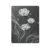 Rustic Metal Tin Sign Queen Anne's Lace Flowers Dark Vertical Art Print Home Decor Pictures Poster for Bedroom Living Room Bathroom Office with 12x16 Inch