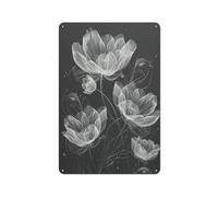 Rustic Metal Tin Sign Queen Anne's Lace Flowers Dark Vertical Art Print Home Decor Pictures Poster for Bedroom Living Room Bathroom Office with 8x12 Inch