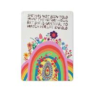 Rustic Metal Tin Sign She is Grateful to Watch Her Life Rainbow Inspirational Quotes Prints Wall Art for Teens Girls Nursery Dorm Wall Decor,Encouragements Gifts for Girls Sister Daughter 12x16 Inch