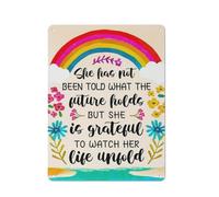 Rustic Metal Tin Sign She Is Grateful To Watch Her Lifeold Wall Art,Colorful Flower Rainbow Girls Motivational Motto Poster Print For Girls Sister Bedroom Living Room Dorm Wall Decor 12x16 Inch