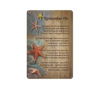 Rustic Metal Tin Sign Starfish Remember Me With Smiles Not Tears Well Be United Evermore Country Wall Art Home Parlor Garden Courtyard Wall Decor 8x12 Inch