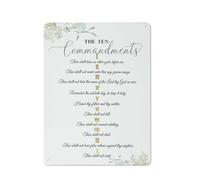 Rustic Metal Tin Sign The Ten Commandments Wall Art, God Bible Verses Inspirational Art Prints For Living Room Decor, Christian Sayings Poster Picture, 10 Commandments Art For Office Decor 12x16 Inch