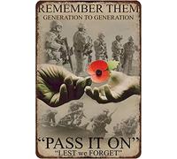 Rustic Metal Tin Sign War Poster for Veterans Remember Them Generation to Generation Pass It On Lest We Forget Kitchen Metal Sign Vintage Bar Home Bathroom Wall Decoration Sign 12x16 Inch