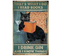 Rustic Metal Wall Art Decor Metal Sign That's What I Do I Read Books I Drink Gin and I Know Things Metal Decorations Funny Iron Plaque Signs Gift 8x12 inch