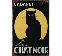 Rustic Metal Wall Art Mystic Style Moon & Black Cat Wall Decor Art Poster Metal Plaque Fits Bar Club Tin Sign Chic Art Wall Metal Decor Funny Plaque Signs Gift 8x12 inch