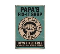 Rustic Metal Wall Art Papa's Fix It Shop Pet/Cat Lover Themes Flower Signs for Bar/Pub Owners,Driveway,Bathroom,Kitchen S