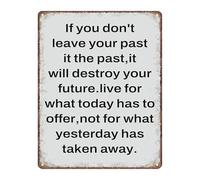 Rustic Metal Wall Plaque Leave Your Past In The Past Growth Mindset Quote For Space Yoga Studio Home Office Calm Decor Tin Sign 8 X 12 inch