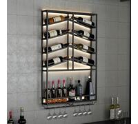 Rustic Metal Wall Wine Rack for Bottles & Glasses, 4-Tier Wine Holder, Space-Saving Wine Storage for Home Bar, Gold Finish, 39.3" Long (100-A)