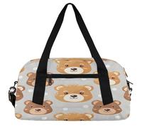 Rustic Milk Cow Kids Duffle Bag Boys Girls Small Sport Dance Gym Bag for Overnight Travel Weekender Carry On, Brown Bears, 18.5"L x 9.4"W x 7.8"H