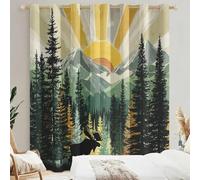 Rustic Moose Curtains for Bedroom Living Room, Pine Forest Mountain Sun Blackout Curtains Eyelet 72 Drop - Thermal Patterned Window Drapes Home Decor 66x72 Inch 2 Panels K265