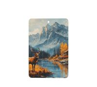 Rustic Mountain Valley Deer Pine Forest River Car Air Fresheners 4 Pcs Hanging Scented Cards Fragrance Scented Cards For Car Aromatherapy Tablets