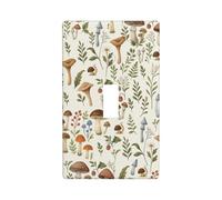Rustic Mushroom Floral Decorative Light Switch Cover Plate - 1 Gang Single Rocker Wall Plate, Modern Outlet Cover Faceplate for Bathroom Kitchen Home Décor, Vintage Switch Plate Covers