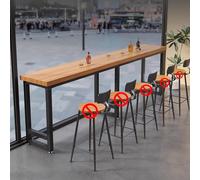 Rustic Narrow Pub Table - Rectangle Solid Wood Bar Counter with Metal Legs, Tall Outdoor Dining Height for Balcony, Modern Farmhouse Style, Perfect for Patio & Kitchen