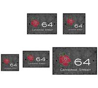 Rustic Natural Slate Door Number House Gate Sign Plaque Sign Personalised Printed Colour Name Plate (Style D)
