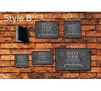 Rustic Natural Slate Door Number House Gate Sign Plaque Sign Personalised Printed Colour Name Plate (Style B)