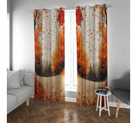 Rustic Nature Blackout Curtains for Living Room Bedroom Autumn Forest Fallen Leaves Landscape Window Curtains Eyelet Thermal Insulated 2 Panels (each W66xL90in)