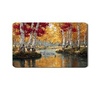 Rustic Nature Dish Drying Mats For Kitchen Counter, Autumn Landscape Absorbent Rubber Dish Drainer Mat, Cozy PU Leather Drying Pad For Coffee Bar 12x20 Inch